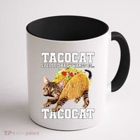 Taco Cat Spelled Backwards Is Tacocat Meme Silly Cat Lover Coffee Mug thumb 1