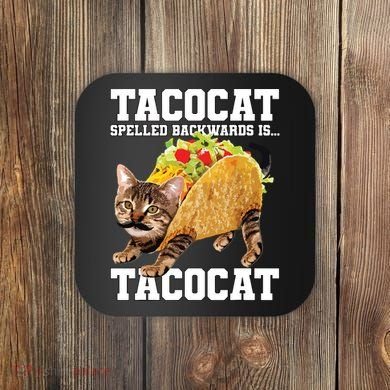 Taco Cat Spelled Backwards Is Tacocat Meme Silly Cat Lover Coaster