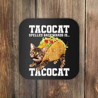 Taco Cat Spelled Backwards Is Tacocat Meme Silly Cat Lover Coaster thumb 0