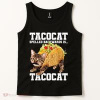Taco Cat Spelled Backwards Is Tacocat Meme Silly Cat Lover Tank Top thumb 2