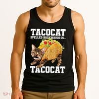 Taco Cat Spelled Backwards Is Tacocat Meme Silly Cat Lover Tank Top thumb 3