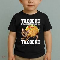 Taco Cat Spelled Backwards Is Tacocat Meme Silly Cat Lover Toddler T-Shirt thumb 2