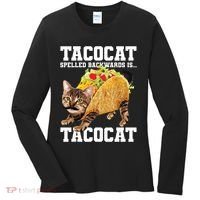 Taco Cat Spelled Backwards Is Tacocat Meme Silly Cat Lover Women's Long Sleeve Shirt thumb 0