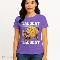 Taco Cat Spelled Backwards Is Tacocat Meme Silly Cat Lover Women's T-Shirt thumb 4