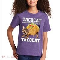 Taco Cat Spelled Backwards Is Tacocat Meme Silly Cat Lover Kids T-Shirt thumb 2