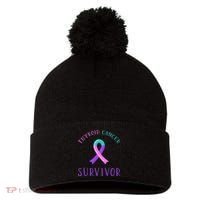 Thyroid Cancer Survivor Pom Pom 12in Knit Beanie thumb 0