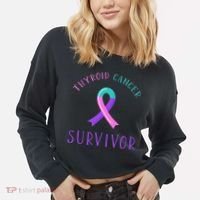 Thyroid Cancer Survivor Cropped Pullover Crew thumb 2