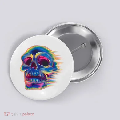 Trippy Colorful Skull Button