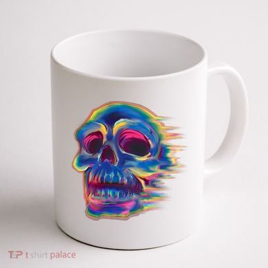 Trippy Colorful Skull Coffee Mug back