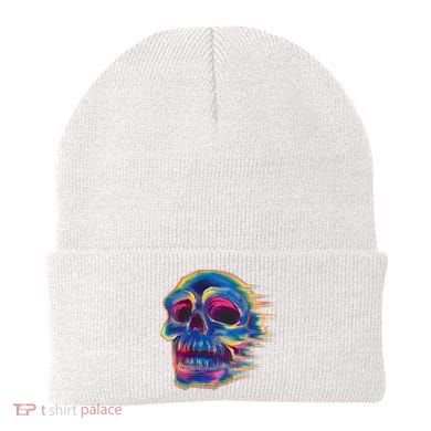 Trippy Colorful Skull Beanie