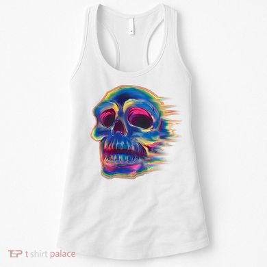 Trippy Colorful Skull Women's Tank Top