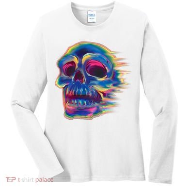 Trippy Colorful Skull Women's Long Sleeve Shirt