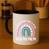 Thyroid Cancer Support I Wear Pink Teal And Blue For My Mom Gift Coffee Mug thumb 4