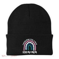 Thyroid Cancer Support I Wear Pink Teal And Blue For My Mom Gift Beanie thumb 0
