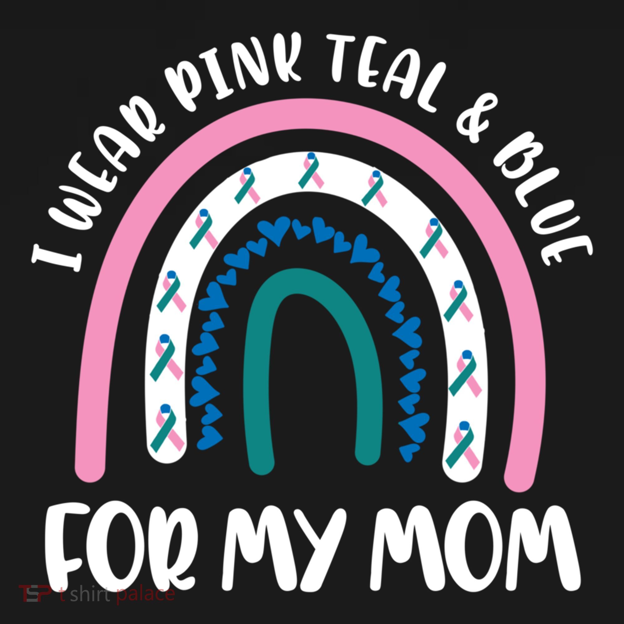 Thyroid Cancer Support I Wear Pink Teal And Blue For My Mom Gift Women's Hoodie