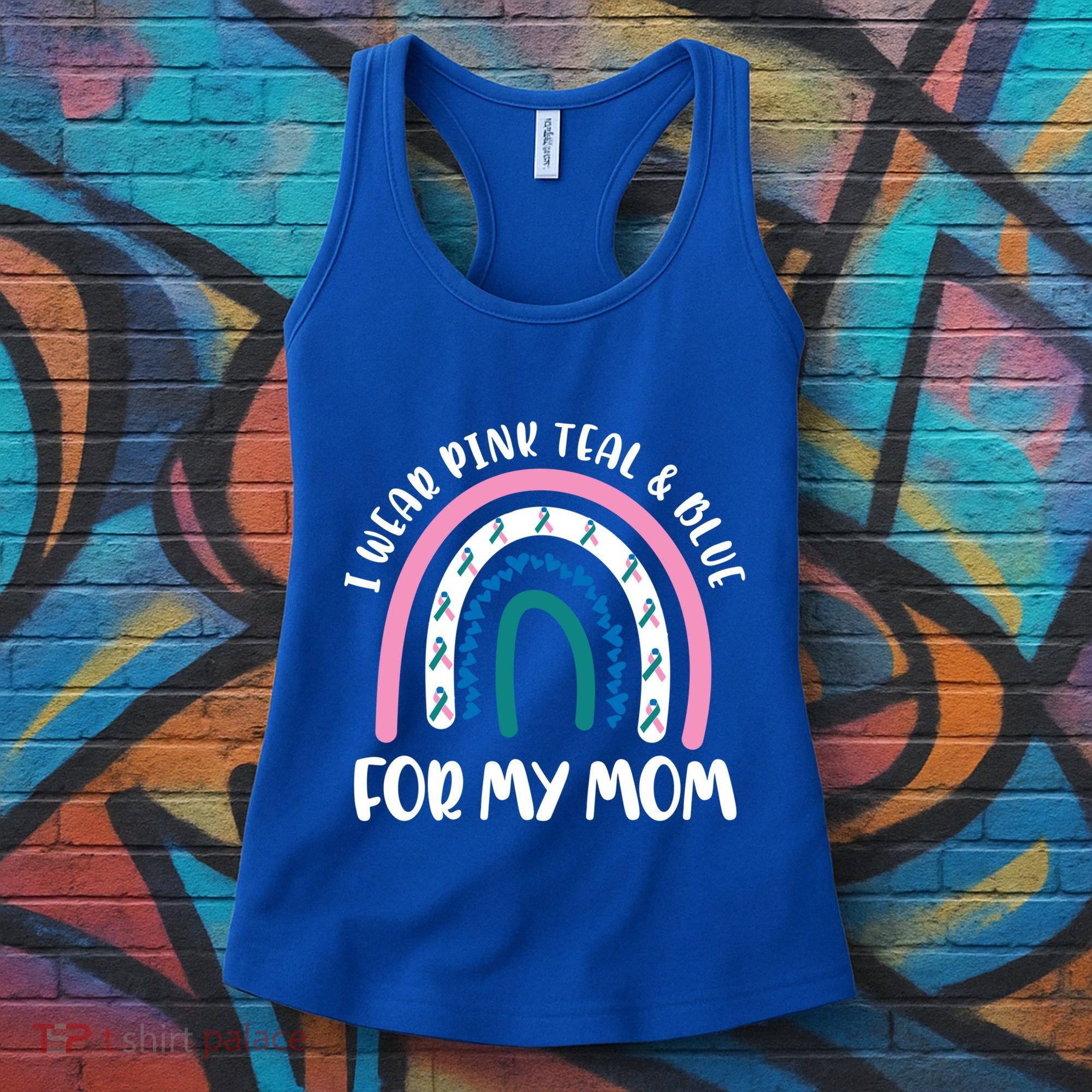 Thyroid Cancer Support I Wear Pink Teal And Blue For My Mom Gift Women's Tank Top