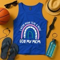 Thyroid Cancer Support I Wear Pink Teal And Blue For My Mom Gift Tank Top thumb 4