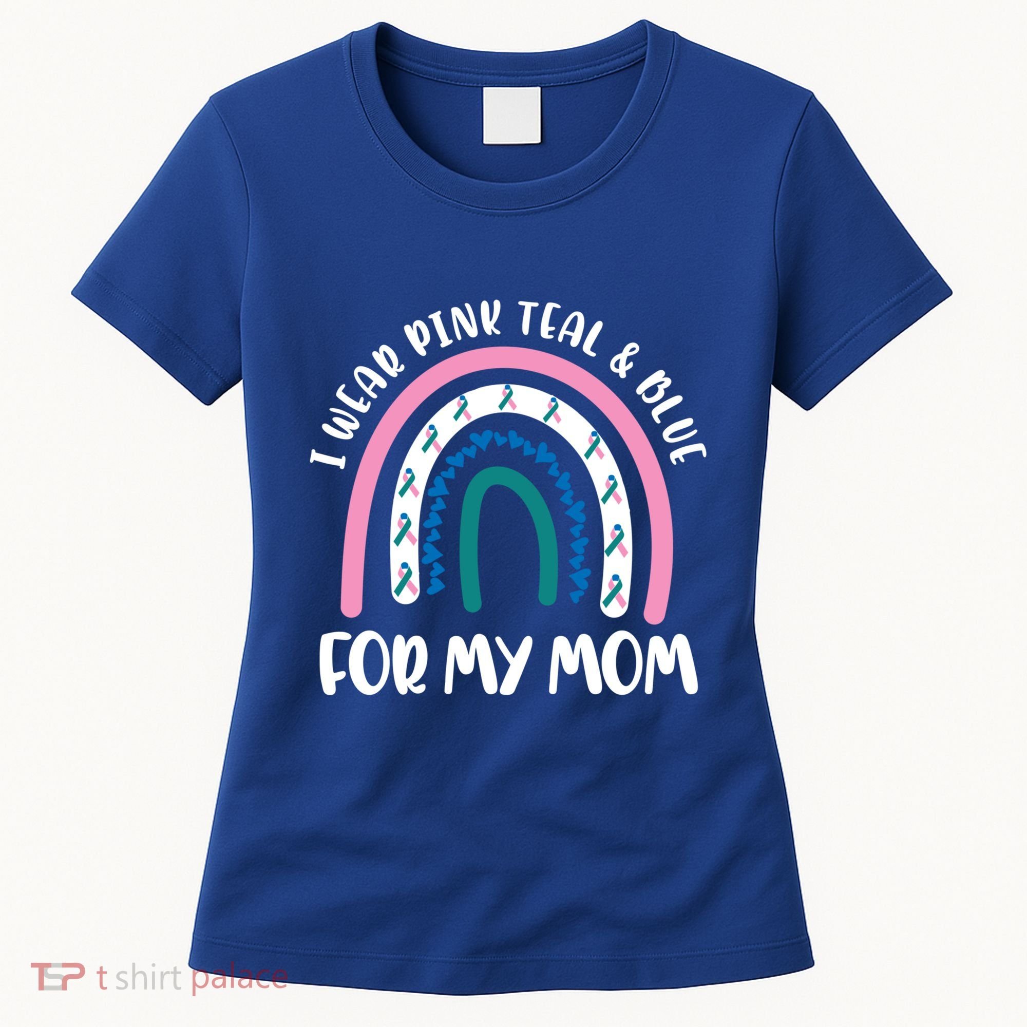 Thyroid Cancer Support I Wear Pink Teal And Blue For My Mom Gift Women's T-Shirt