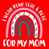 Thyroid Cancer Support I Wear Pink Teal And Blue For My Mom Gift Santa Hat thumb 1