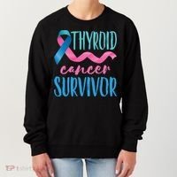 Thyroid Cancer Survivor Awareness Ribbon Teal Pink Blue Gift Women's Sweatshirt thumb 0