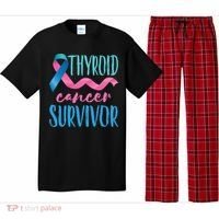 Thyroid Cancer Survivor Awareness Ribbon Teal Pink Blue Gift Pajama Set thumb 0