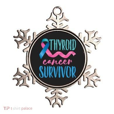 Thyroid Cancer Survivor Awareness Ribbon Teal Pink Blue Gift Ornament