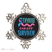 Thyroid Cancer Survivor Awareness Ribbon Teal Pink Blue Gift Ornament thumb 0