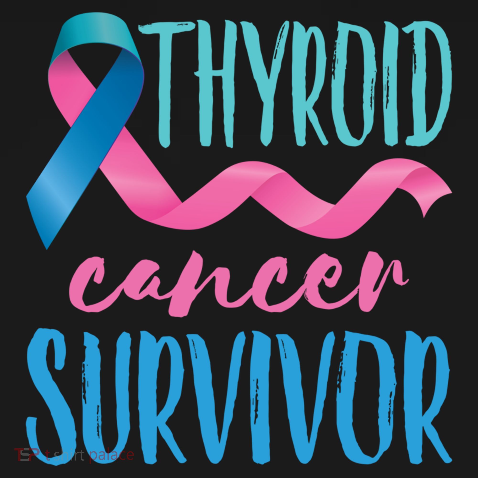 Thyroid Cancer Survivor Awareness Ribbon Teal Pink Blue Gift Ornament