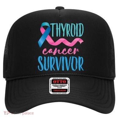 Thyroid Cancer Survivor Awareness Ribbon Teal Pink Blue Gift Hat