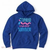 Thyroid Cancer Survivor Awareness Ribbon Teal Pink Blue Gift Hoodie thumb 0
