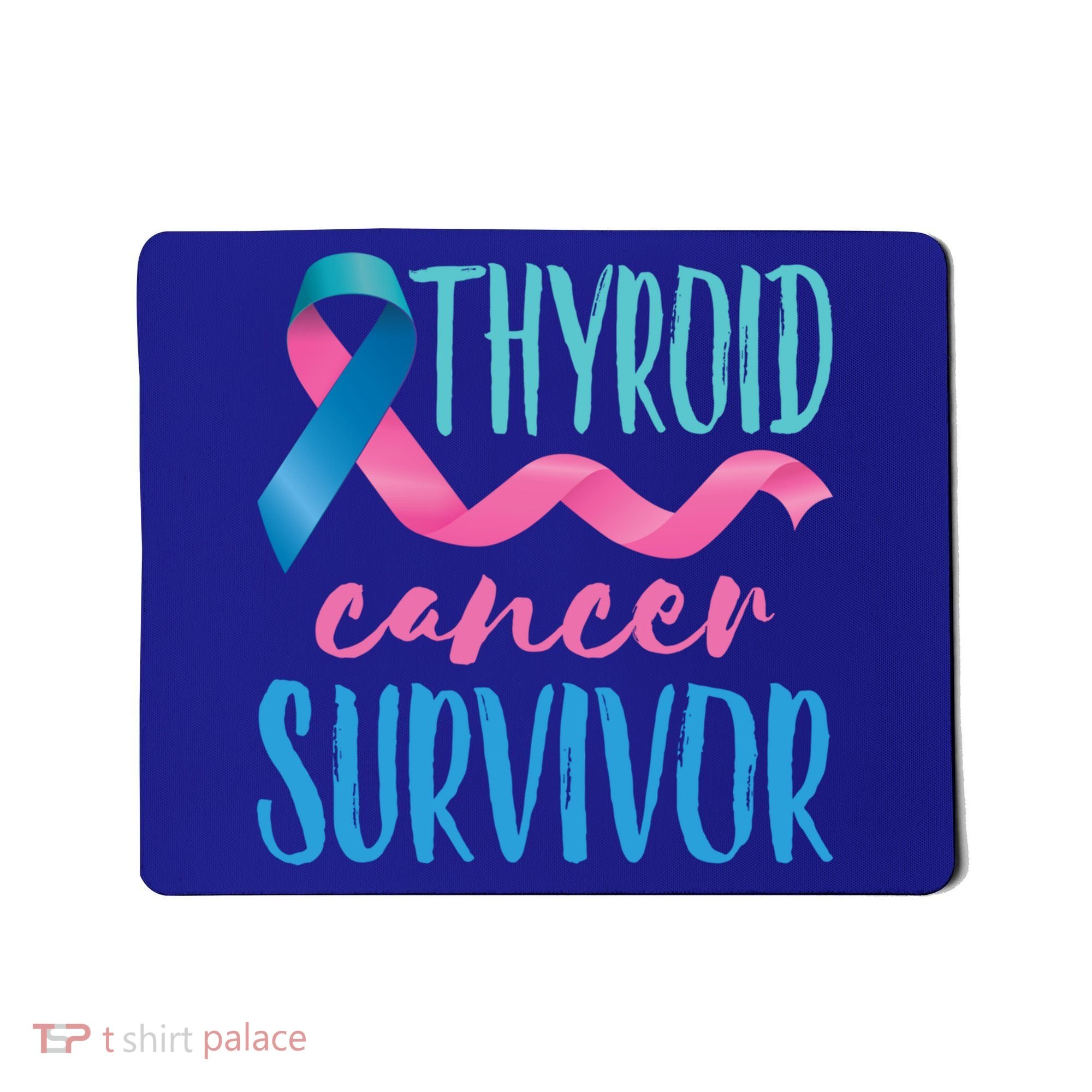 Thyroid Cancer Survivor Awareness Ribbon Teal Pink Blue Gift Mousepad