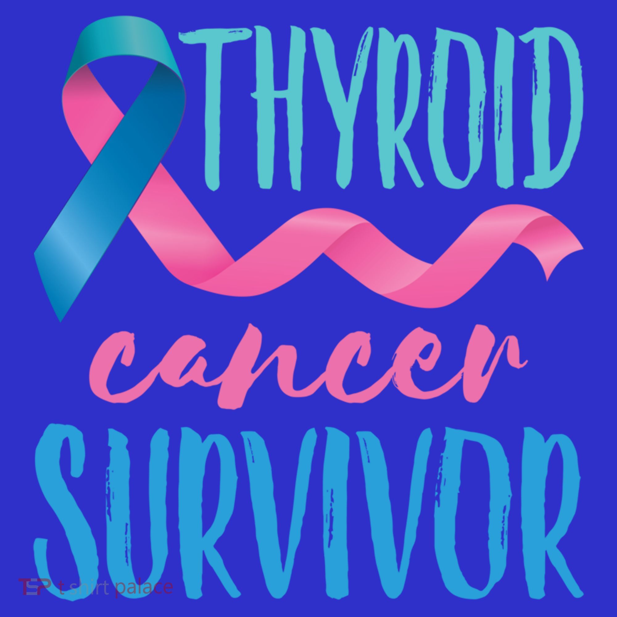 Thyroid Cancer Survivor Awareness Ribbon Teal Pink Blue Gift Women's Tank Top