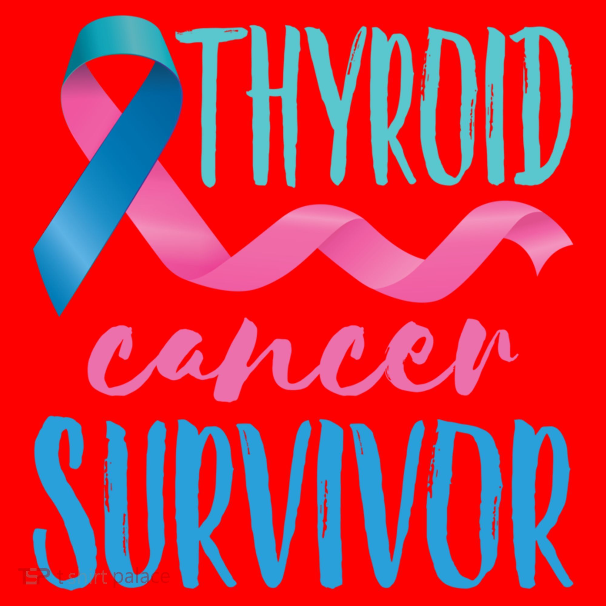 Thyroid Cancer Survivor Awareness Ribbon Teal Pink Blue Gift Santa Hat