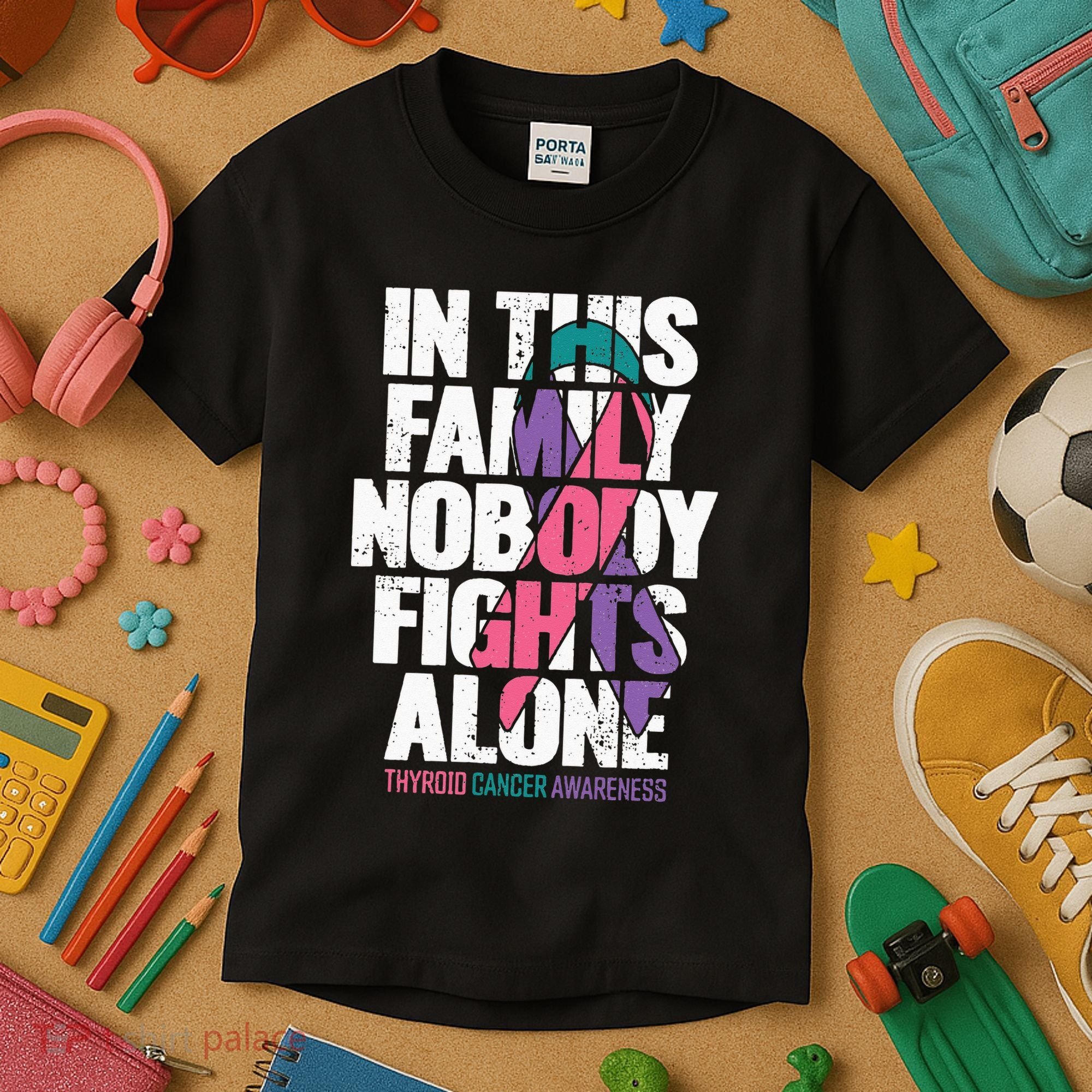 Thyroid Cancer Support Family Thyroid Cancer Awareness Kids T-Shirt
