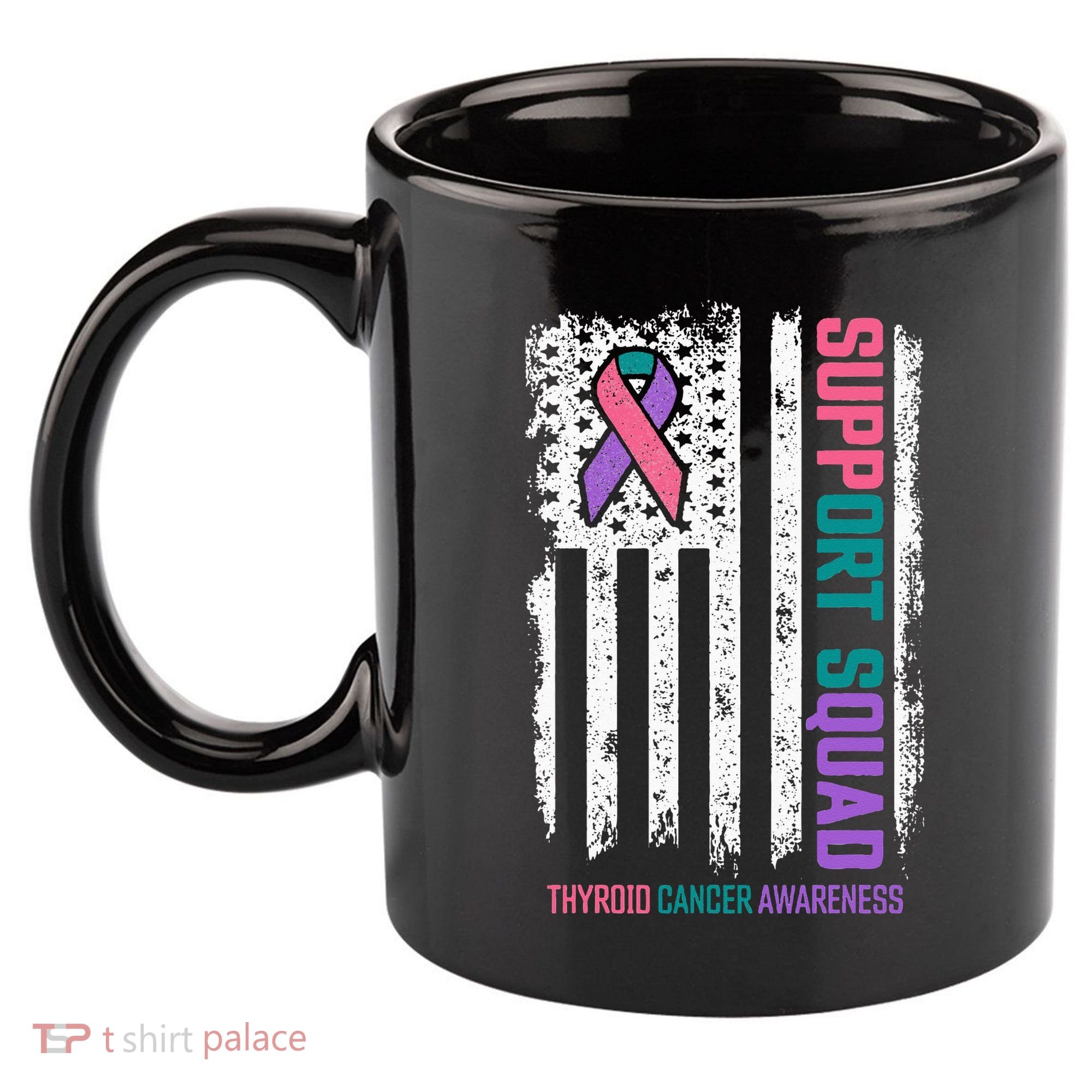 Thyroid Cancer Support Squad Thyroid Cancer Awareness 11oz C Handle Ceramic Mug