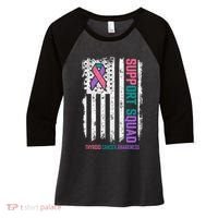 Thyroid Cancer Support Squad Thyroid Cancer Awareness Women's Tri-Blend 3/4-Sleeve Raglan Shirt thumb 0