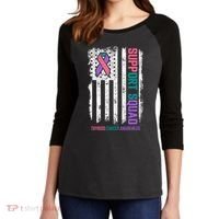 Thyroid Cancer Support Squad Thyroid Cancer Awareness Women's Tri-Blend 3/4-Sleeve Raglan Shirt thumb 2