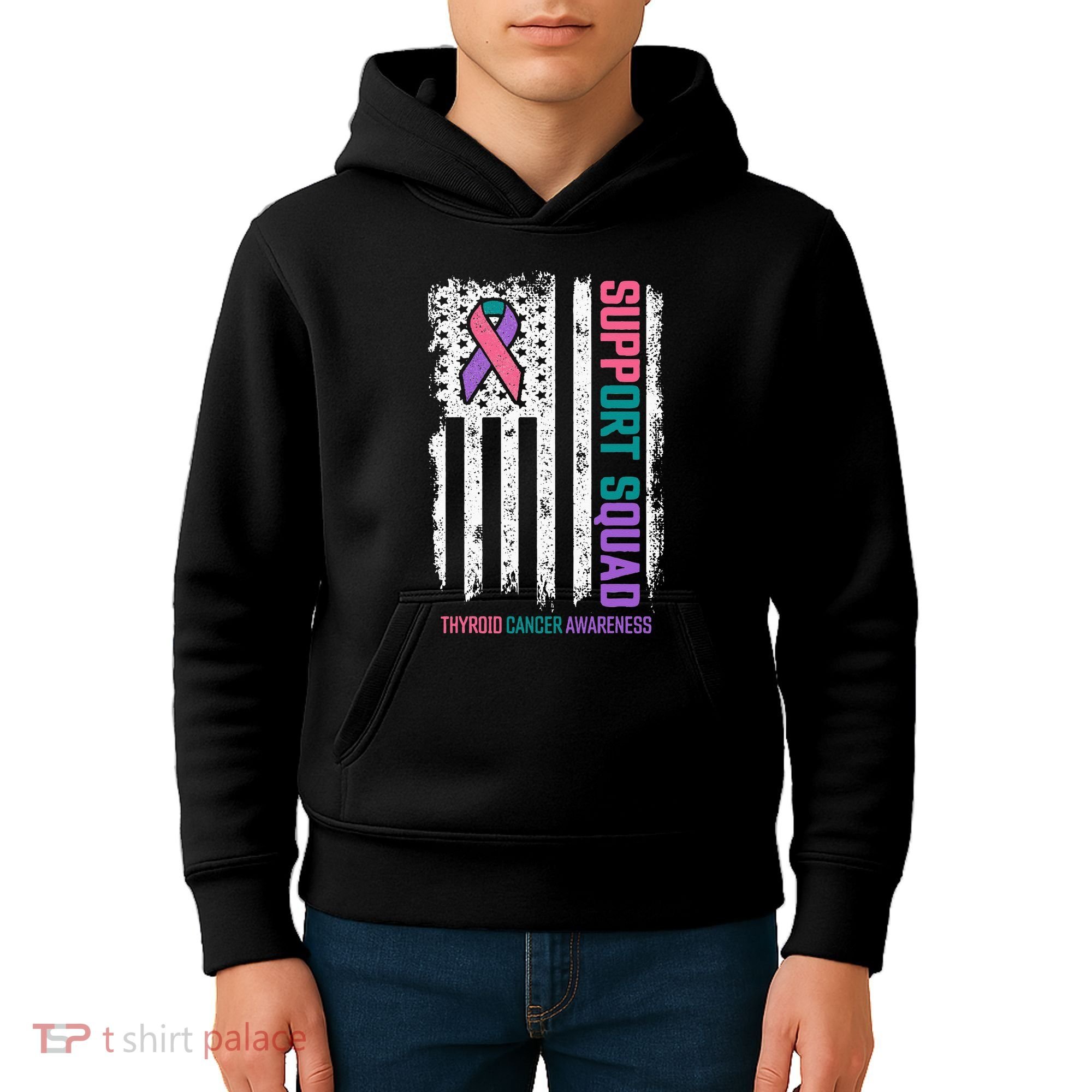 Thyroid Cancer Support Squad Thyroid Cancer Awareness Kids Hoodie