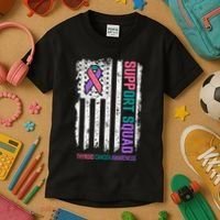 Thyroid Cancer Support Squad Thyroid Cancer Awareness Kids T-Shirt thumb 3