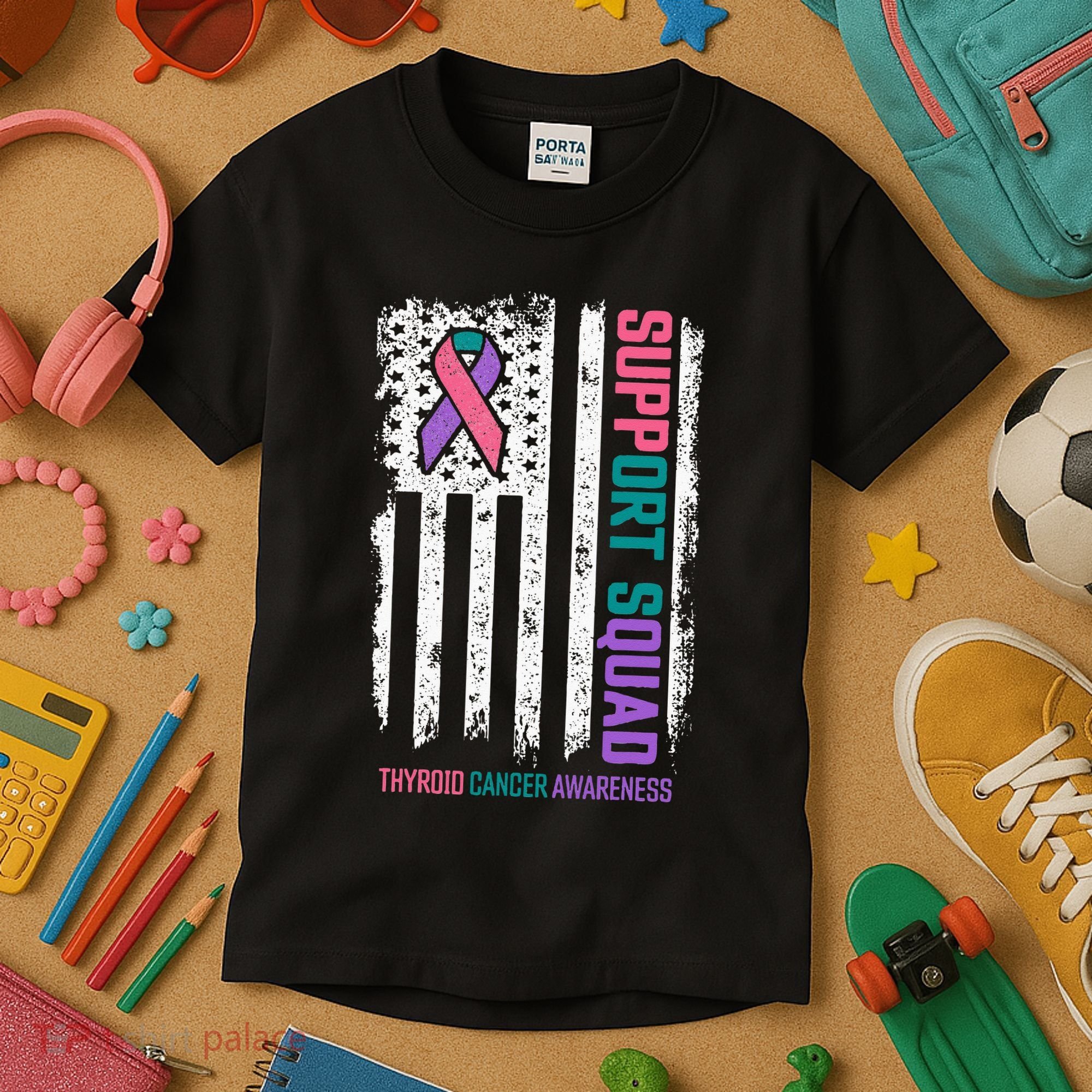 Thyroid Cancer Support Squad Thyroid Cancer Awareness Kids T-Shirt