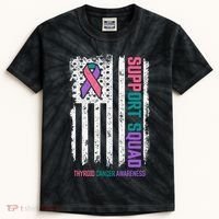 Thyroid Cancer Support Squad Thyroid Cancer Awareness Kids Tie-Dye T-Shirt thumb 0