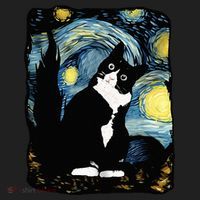 Tuxedo Cat Starry Night Van Gogh Cat Cat Art Cat Mom Dad Women's Sweatshirt thumb 2