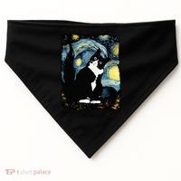 Tuxedo Cat Starry Night Van Gogh Cat Cat Art Cat Mom Dad USA-Made Doggie Bandana thumb 0