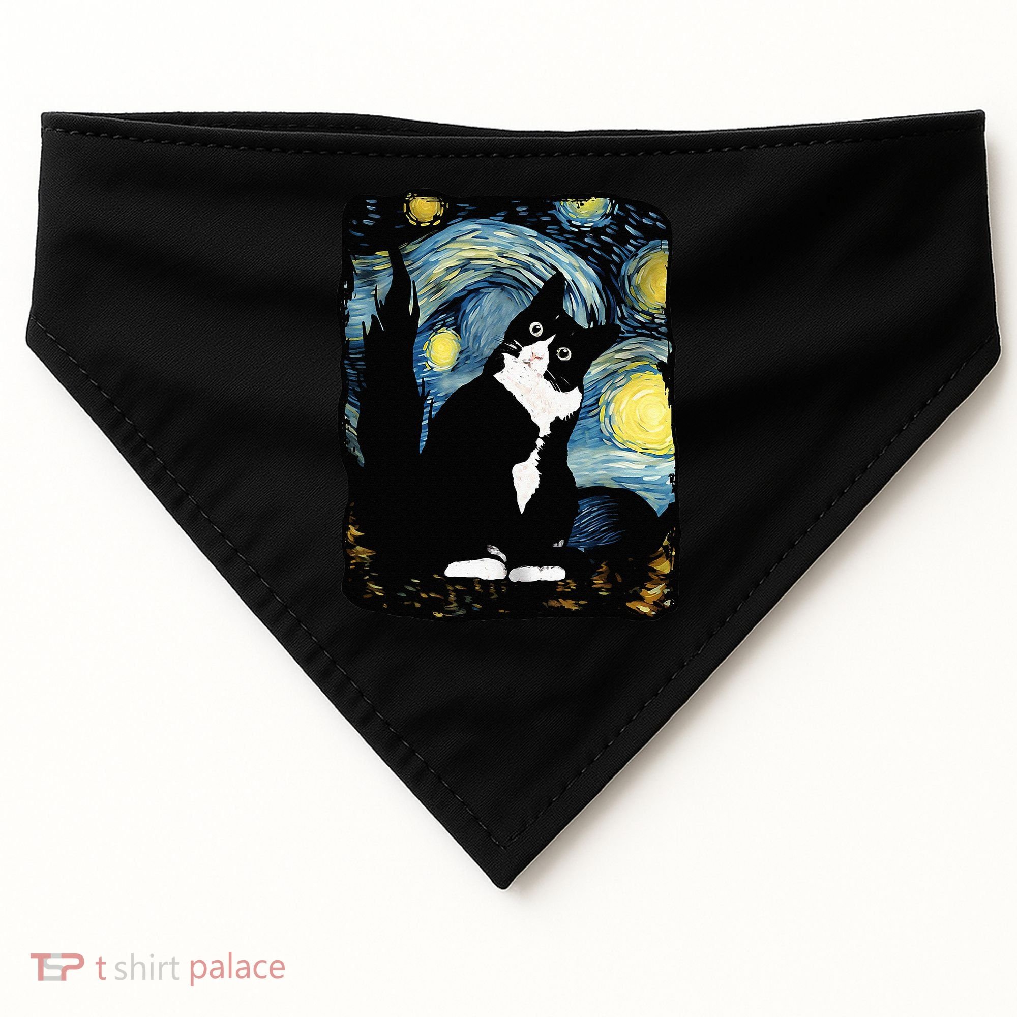Tuxedo Cat Starry Night Van Gogh Cat Cat Art Cat Mom Dad USA-Made Doggie Bandana