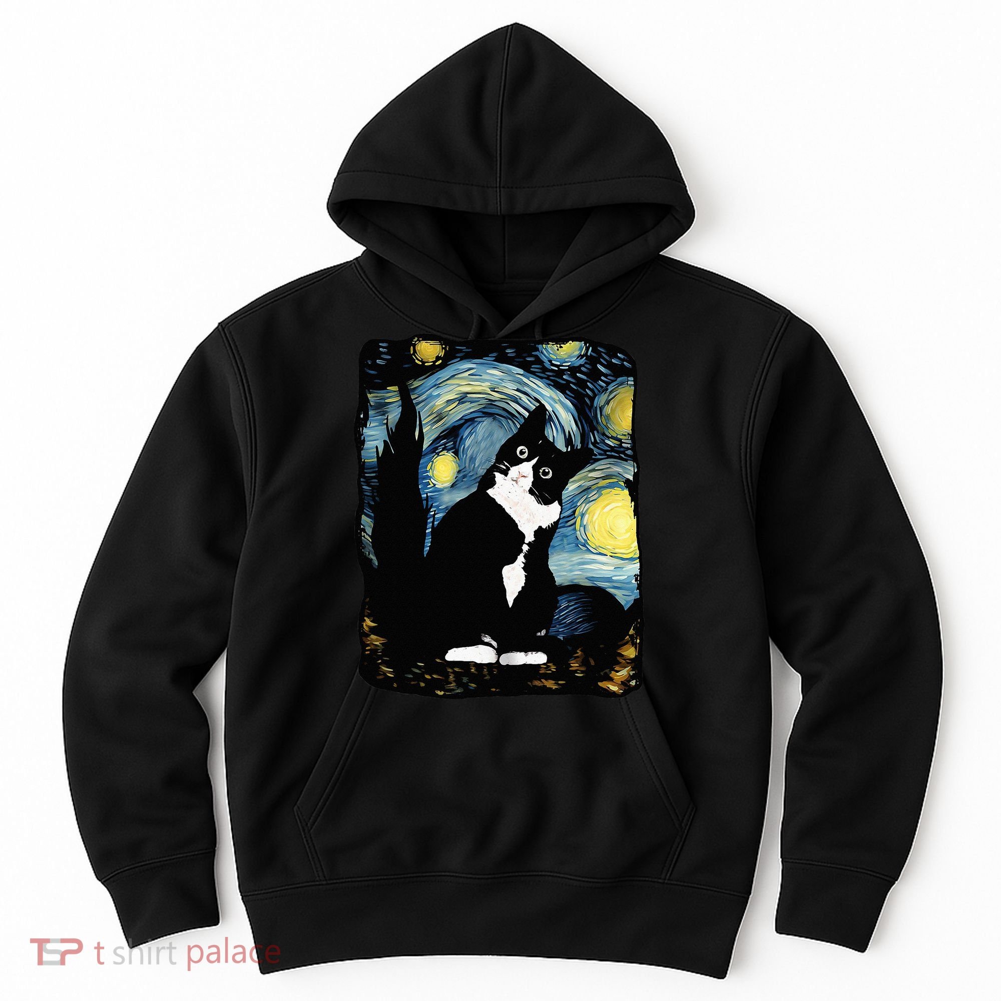 Tuxedo Cat Starry Night Van Gogh Cat Cat Art Cat Mom Dad Hoodie