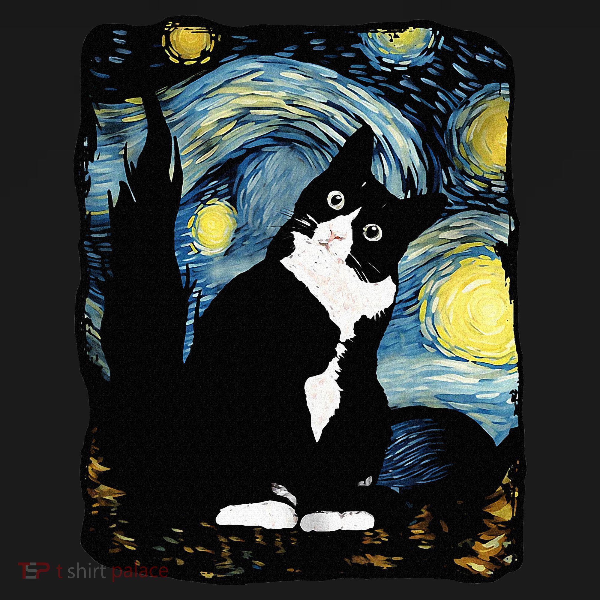 Tuxedo Cat Starry Night Van Gogh Cat Cat Art Cat Mom Dad Women's Hoodie