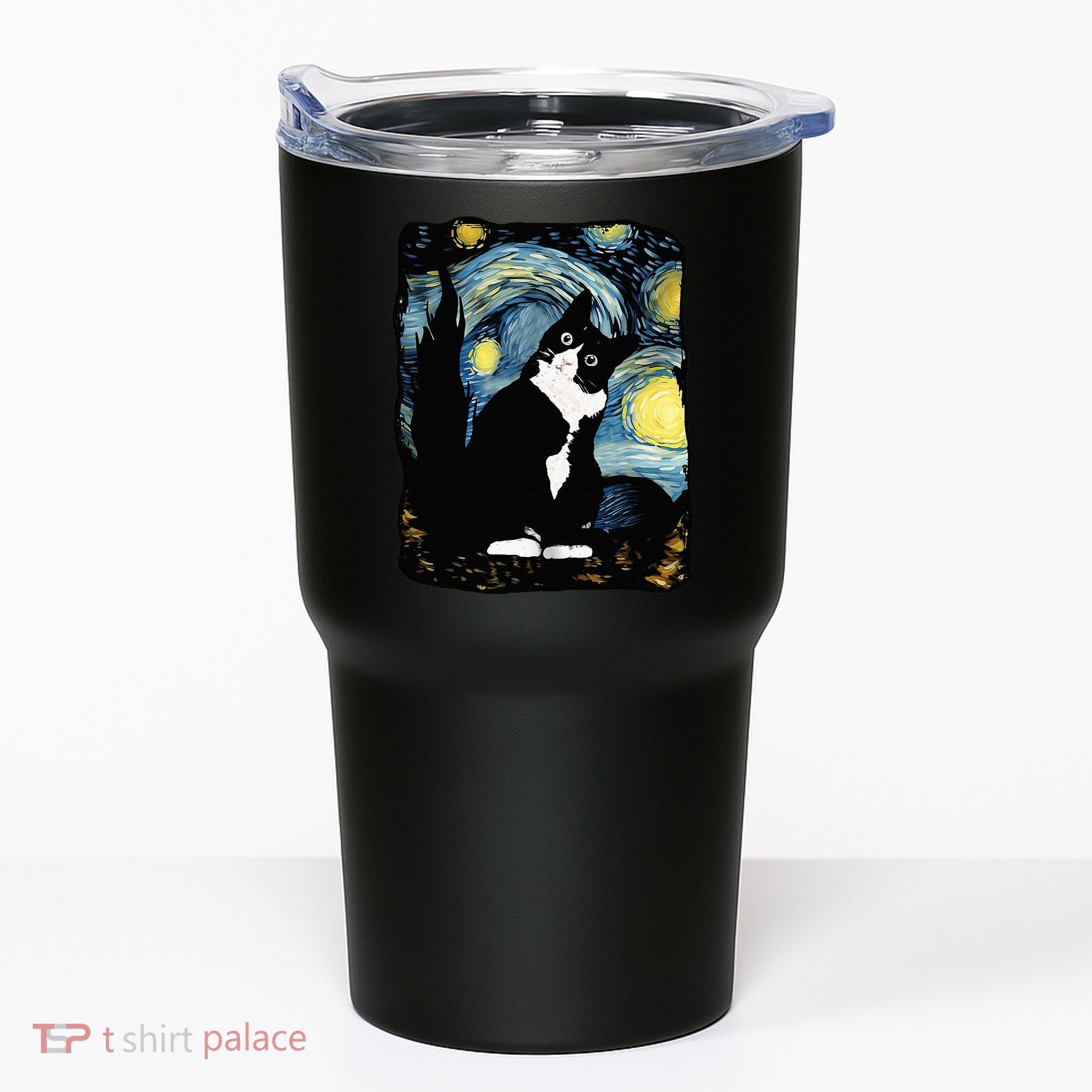 Tuxedo Cat Starry Night Van Gogh Cat Cat Art Cat Mom Dad Tumbler