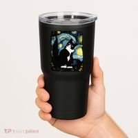Tuxedo Cat Starry Night Van Gogh Cat Cat Art Cat Mom Dad Tumbler thumb 2