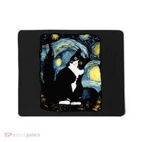 Tuxedo Cat Starry Night Van Gogh Cat Cat Art Cat Mom Dad Mousepad thumb 0