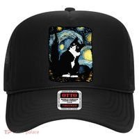 Tuxedo Cat Starry Night Van Gogh Cat Cat Art Cat Mom Dad Hat thumb 0